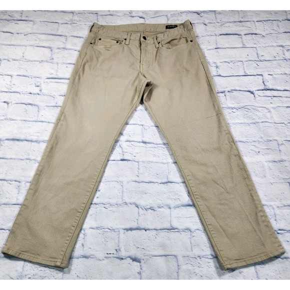 Bonobos Jeans MENS 33X28 Beige Denim Jean Straight Leg Slim Fit 5 Pocket - Picture 1 of 12